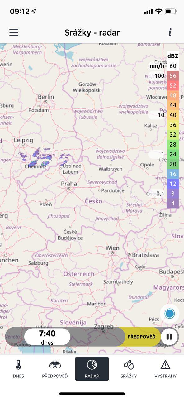 Srážky radar